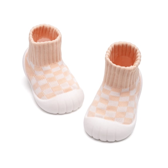 Meckior Baby Sock Shoes High-Top Checkered Toddler Walking Shoes Non-Slip Breathable Soft Sole for baby Boys Girls