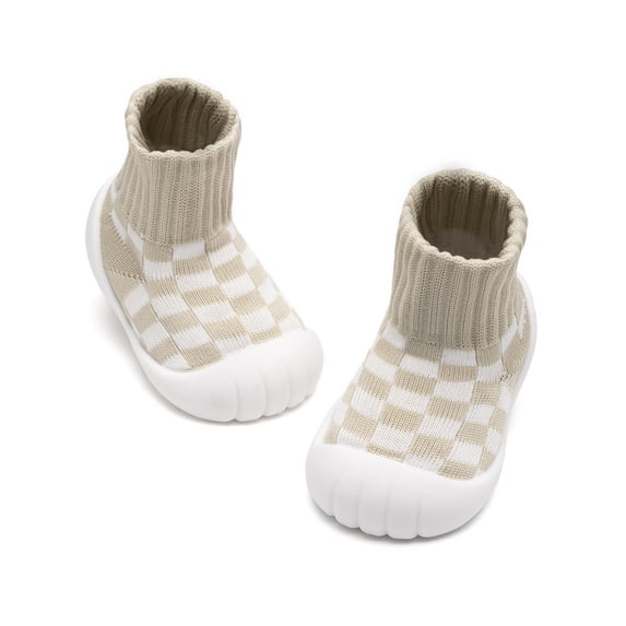 Meckior Baby Sock Shoes High-Top Checkered Toddler Walking Shoes Non-Slip Breathable Soft Sole for baby Boys Girls