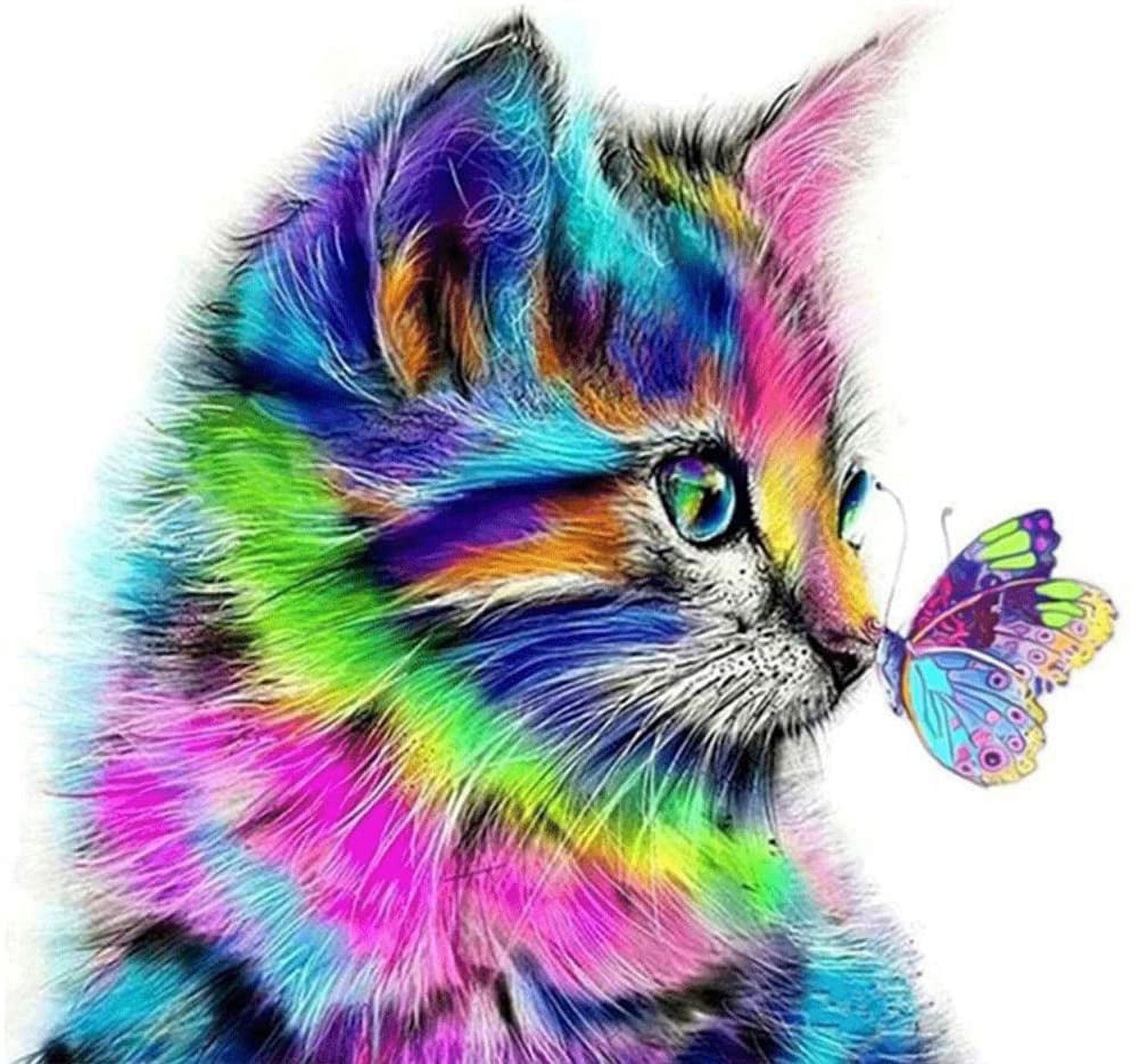 Meckior DIY Diamond Art Painting Kits Clearance, Butterfly Kiss Cat Art Craft Gem Paintings Diamond Art for Adults and Kids 11.8x11.8 inch - image 1 of 8