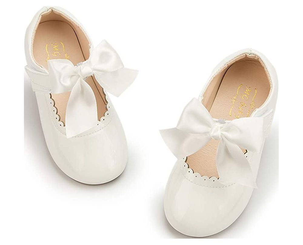 Meckior Toddler Dress Girls Shoes Mary Jane Bowknot Soft Sole Princess Shoes for Little Kids