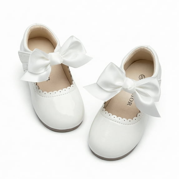 Meckior Toddler Dress Girls Shoes Mary Jane Bowknot Soft Sole Princess Shoes for Little Kids