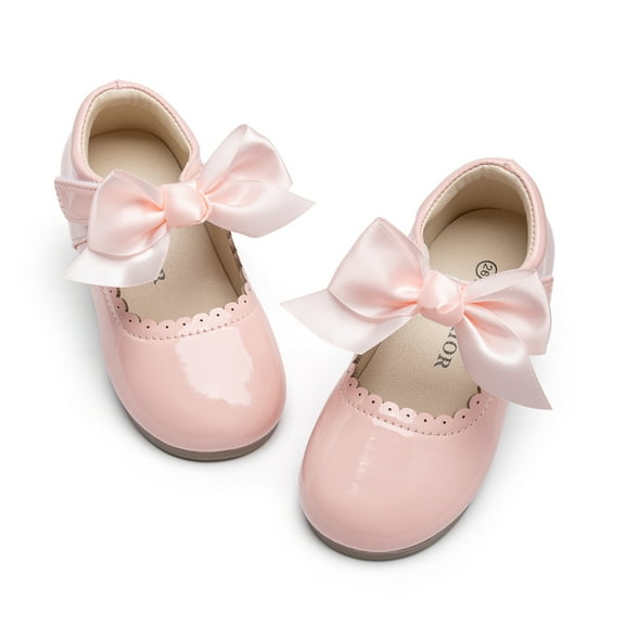 Meckior Toddler Dress Girls Shoes Mary Jane Bowknot Soft Sole Princess Shoes for Little Kids