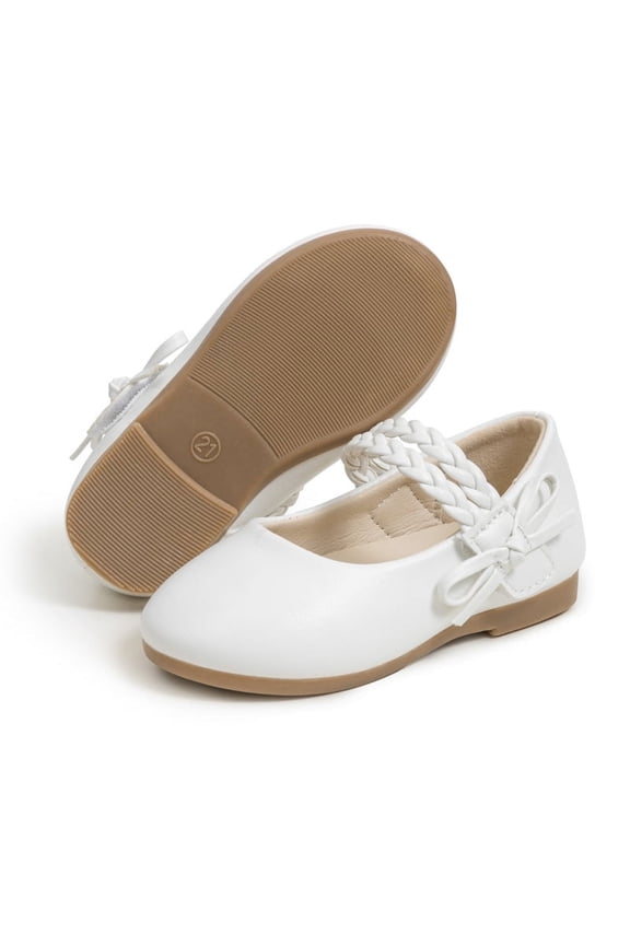 Toddler Dress Girls Shoes Mary Jane White Flat Princess Shoes for Little Kids
