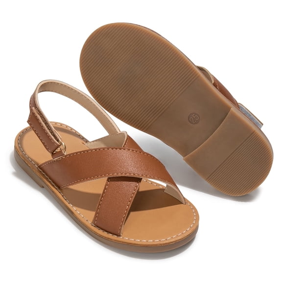 Meckior Toddler Girls Boys Sandals Open Toe Summer PU leather Shoes for Little Kids