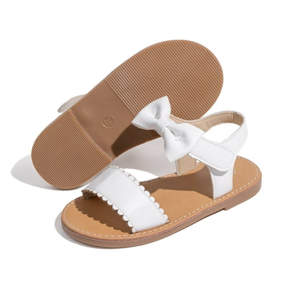 Meckior Toddler Girls Sandals Open Toe Summer PU leather Shoes for Little Kids