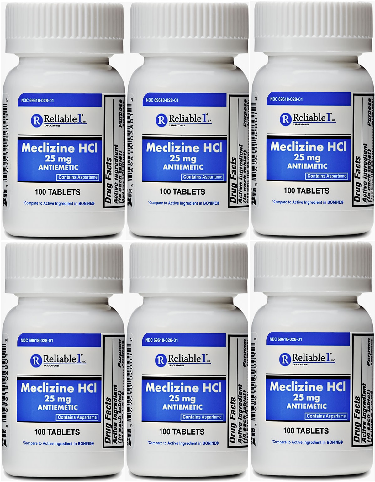 Meclizine 25 mg Generic Bonine Motion Sickness 100 Chew Tablets PACK of