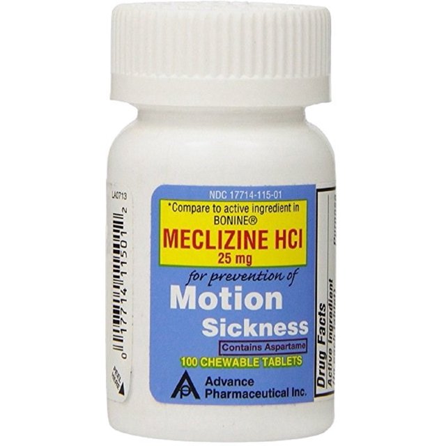 Meclizine 25 mg Generic Bonine Motion Sickness 100 Chew Tablets