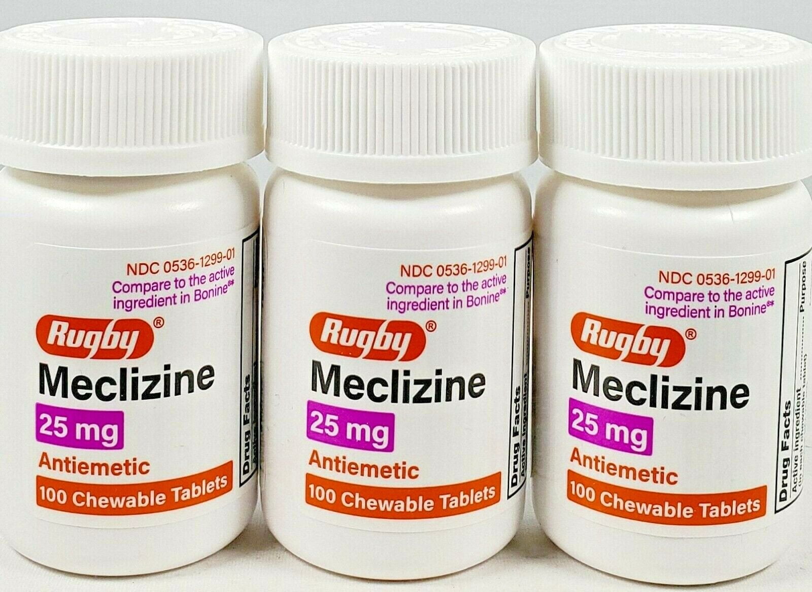 Meclizine 25mg Anti Nausea Vertigo Travel Sickness 100ct -3 Pack ...