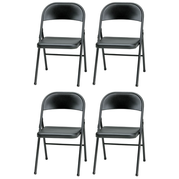 Meco Sudden Comfort All Steel Folding Chair, Black, 4 Pack