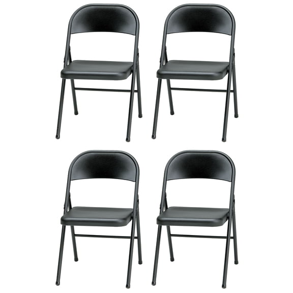 Meco Sudden Comfort All Steel Folding Chair, Black, 4 Pack