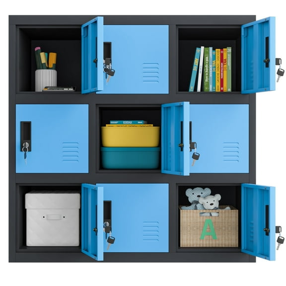 Mecolor Furniture 9 Door Office Filing Steel Cabinet Playroom Metal Storage Locker with Key Lock