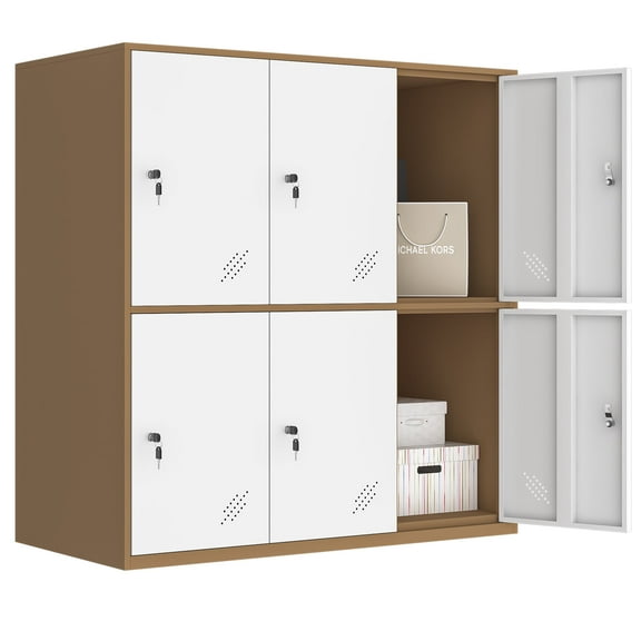 Mecolor Furniture Dinning room small Metal Storage locker Office 2 layers steel cabinet with key lock