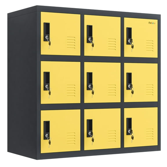 Mecolor Furniture Home Yellow Floor Standing Metal Storage Locker Gym Waterproof Big Capacity Steel Cabinet