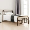 thumbnail image 1 of Mecor Bed Twin Size Platform Metal Frame, with Vintage Headboard and Footboard, Antique Bronze Brown Baking Paint, Premium Steel Slat Support,Twin,Bronze …, 1 of 8