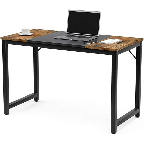 Mecor Computer Desk 47" Sturdy Writing Table for Home Office, Modern Simple Style PC Desk with Splice Board, PC Laptop Sturdy Table Workstation for Home(Middle Black)