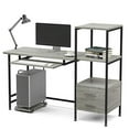 thumbnail image 1 of Mecor Computer Desk with 2 Drawers, Modern Writing Desk with Bookshelf, PC Laptop Study Table Workstation for Home (Oak Grey), 1 of 6