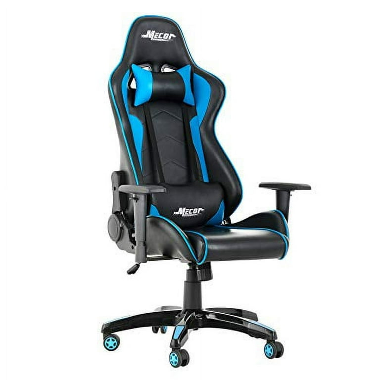 Mecor Game Chair Racing Chair PU Leather Executive Chair Height Adjustable Office Gaming Chair Blue Walmart