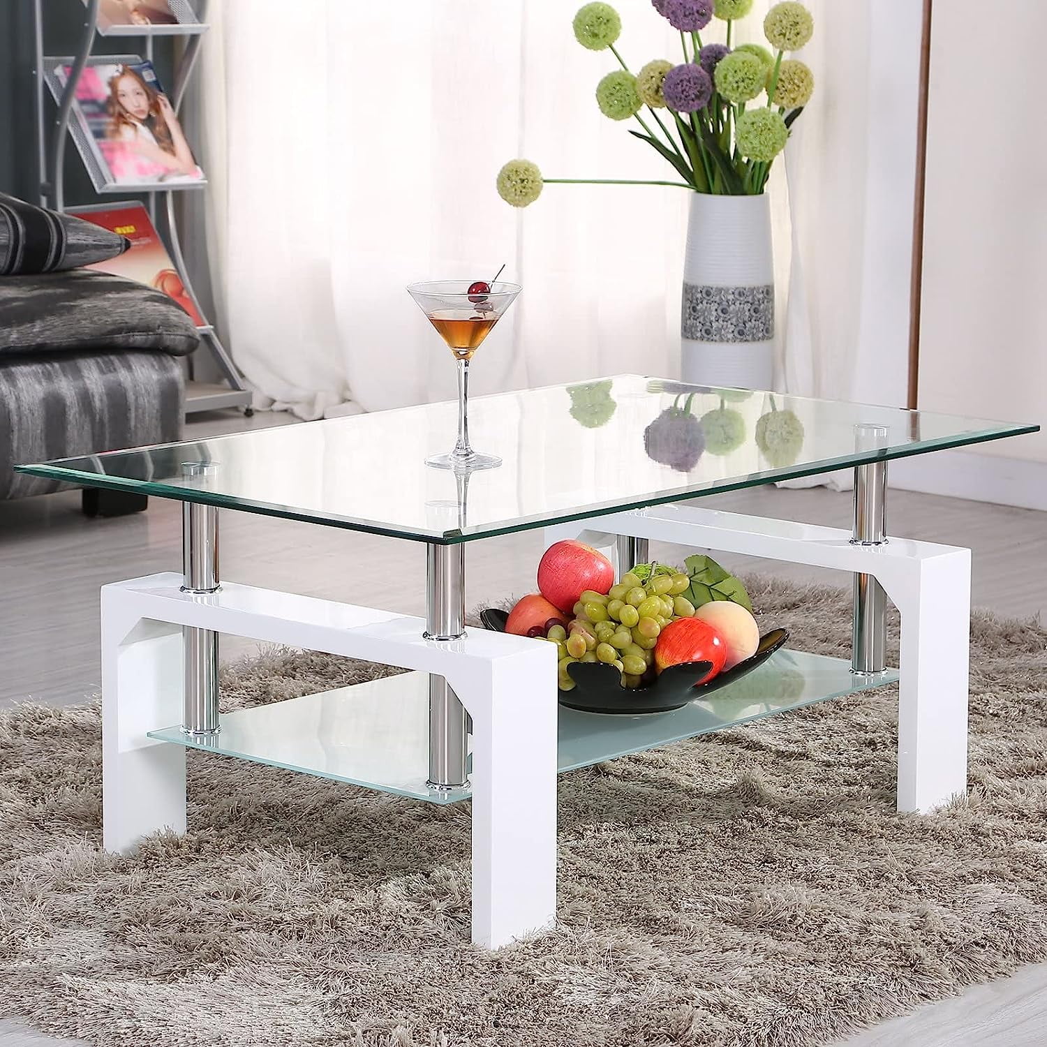 Glass coffee table with lower shelf rectangle glass coffee table deals