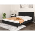 thumbnail image 1 of Mecor Upholstered Linen Platform Queen Size Bed Metal Frame - with Solid Wood Slats Support - Square Stitched Headboard - Black, Queen, 1 of 8