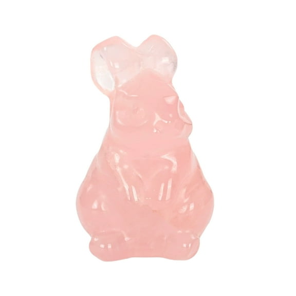 Mecorevxz 1.5'' Hand Carved Gemstone Crystal opalite Rabbit Bunny Animal Figurine Animal Carving Suitable for Easter Decorations(Pink)