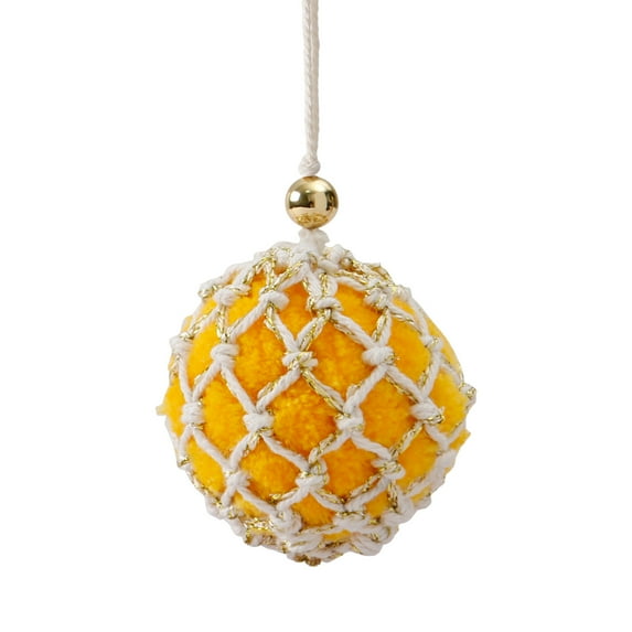 Mecorevxz 1 Pcs Christmas Mesh Handmades Knitted Room Hanging Ornaments Modern Handmade Knitted Woven Flock Christmas Balls for Xmas Tree Decor(Yellow)