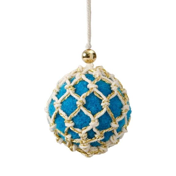 Mecorevxz 1 Pcs Christmas Mesh Handmades Knitted Room Hanging Ornaments Modern Handmade Knitted Woven Flock Christmas Balls for Xmas Tree Decor(Blue)