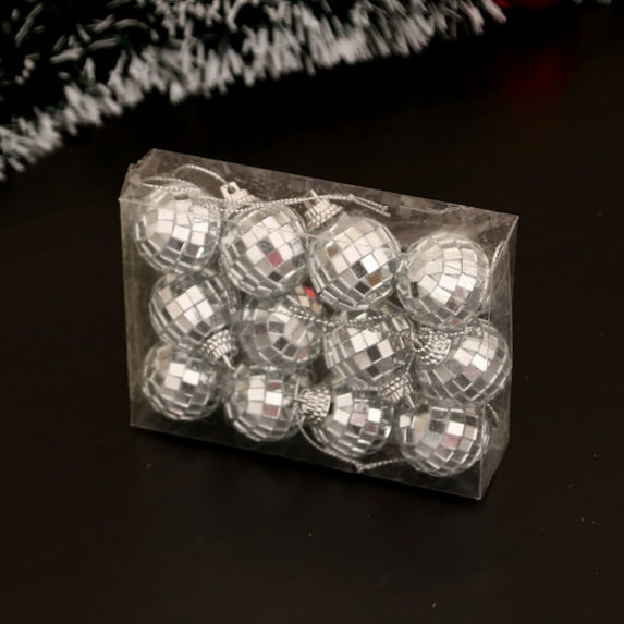 Mecorevxz 12 Pcs Mirror Christmas Ball 3cm Cool Hanging Party Reflective Ball with Hanging Ring for Christmas Tree Decor