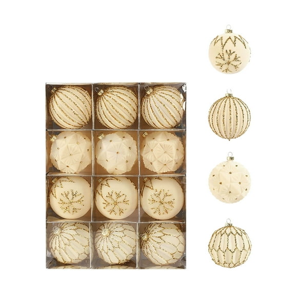 Mecorevxz 12 Pcs Velvet Christmas Ball Ornaments, 2026 Christmas Tree Ornaments Set, 3.15 inch Velvet Christmas Balls for Christmas Tree(Beige)