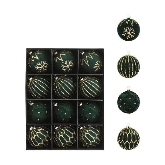 Mecorevxz 12 Pcs Velvet Christmas Ball Ornaments, 2026 Christmas Tree Ornaments Set, 3.15 inch Velvet Christmas Balls for Christmas Tree(Green)