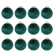 Mecorevxz 12 Pcs Velvet Christmas Ball Ornaments Large Flocked Christmas Tree Hanging Ornaments Shatterproof Flocked Decorative Balls for Xmas Tree Decorations 2.36inch(Green)