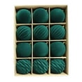 thumbnail image 1 of Mecorevxz 12 Pcs Velvet Christmas Balls Flocked Christmas Tree Ornaments Plastic Balls Xmas Decorative Hanging Ornaments Christmas Tree Decoration 3.15”（Green）, 1 of 3