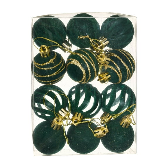 Mecorevxz 12Pcs 4cm Velvet Christmas Balls Flocked Christmas Tree Plastic Balls Ornaments Xmas Decorative Hanging Ornaments for Christmas Tree Decor