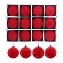 Mecorevxz 12Pcs Christmas Decorations 2.36Inch Flocking Christmas Tree Pendant for Christmas Indoor Decorations