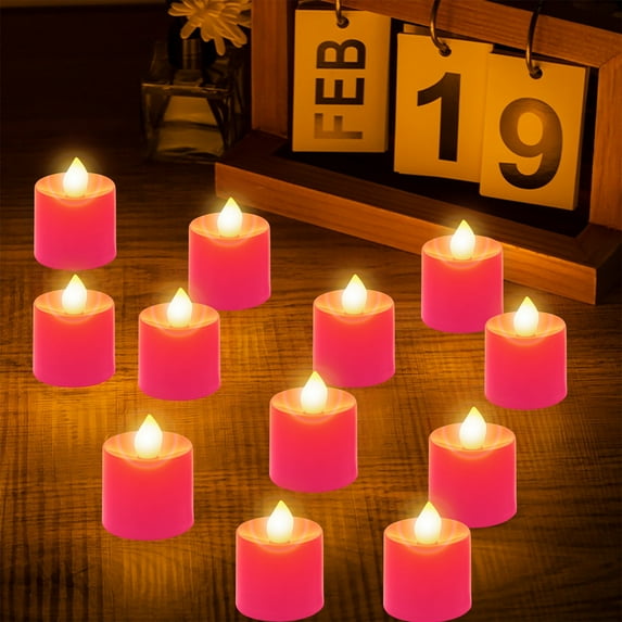 Mecorevxz 12Pcs Electronic Candle Lights Christmas LED Candle Lights Romantic Holiday Ambiance Decoration(Pink)