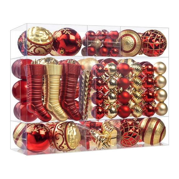 Mecorevxz 150Pcs Christmas Balls Decorations Set 2.36Inch Shatterproof Christmas Balls Ornaments for Christmas Tree Ornaments,Home Decor,Red