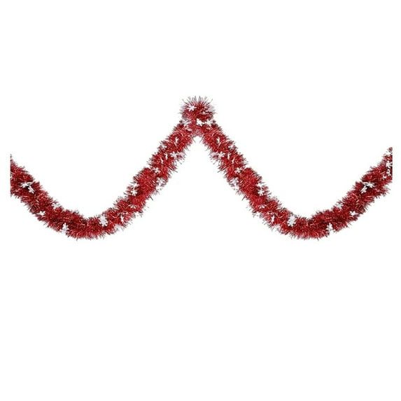Mecorevxz 16.4Ft Red Christmas Snowflake Christmas Tree Tinsel, Christmas Tree Decorations for Xmas Tree Ornaments, Home Wedding Birthday Indoor Outdoor Party Supplies(Red)