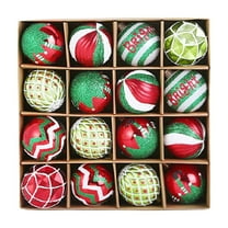Mecorevxz 16pcs Christmas Balls Ornament 2.36 Inch Glittering Hanging Xmas Balls for Tree Decoration Swirl Candy Cane Balls Red Green Plastic Christmas Baubles for Home Indoor Holiday Party Decor