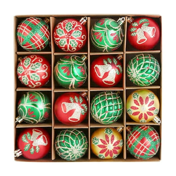 Mecorevxz 16pcs Christmas Balls Ornament 2.36 Inch Glittering Hanging Xmas Balls for Tree Decoration Swirl Candy Cane Balls Red Green Plastic Christmas Baubles for Home Indoor Holiday Party Decor