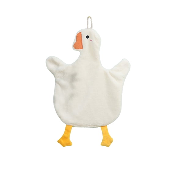 Mecorevxz 1Pcs Gooses Shaped Hanging Kitchen Towels with Hanging Loop Cute Multi-functional Hand Towel Absorbent Fast Drying for Bathroom/Kitchen/Living Room(White)