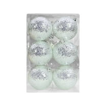 Mecorevxz 2.36" 6Pcs Christmas Ball Ornaments Sequin Shatterproof Christmas Tree Ornaments Decorative Hanging Pearl Balls for Xmas Trees,Holiday Party