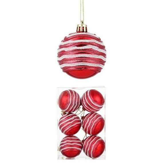 Mecorevxz 2.36" Shatterproof Red Christmas Balls - 6 Pcs Glitter Ornaments for Xmas Tree,Wedding & Party Decoration