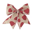 thumbnail image 1 of Mecorevxz 2 Pcs 6 Inch Red Heart Printed Burlap Bows Decoration Bow for Gift Wrapping Party Holiday Basket Ornaments(Beige), 1 of 8