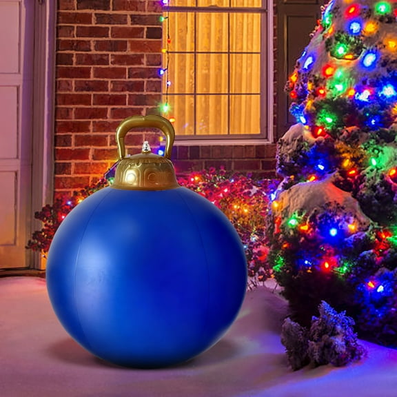 Mecorevxz 24 Inch Inflatable Christmas Ball Oversized PVC Xmas Inflatable Decorated Balls, Outdoor Inflatables Ornaments Christmas Hangable Blow up Ball for Indoor Yard Porch Lawn(E)