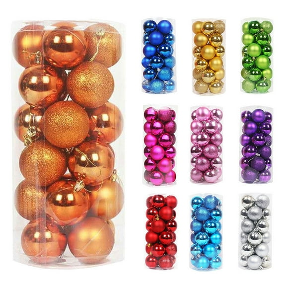 Mecorevxz 24Pcs Christmas Ball Ornaments Shatterproof Christmas Ornaments Set Decorations for Xmas Tree Balls 40mm/1.57" (Orange)