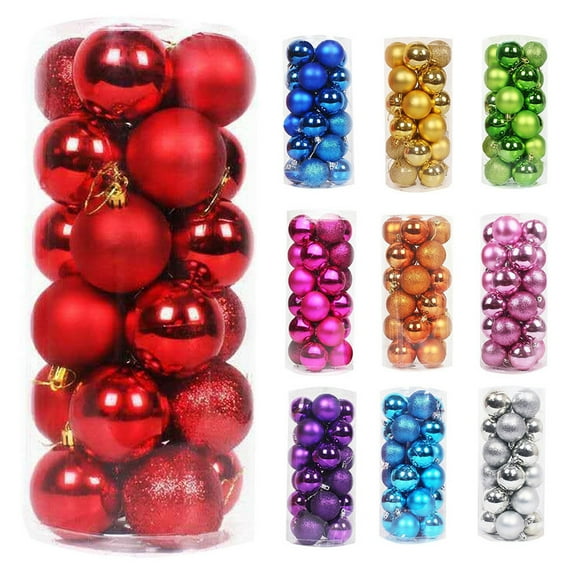 Mecorevxz 24Pcs Christmas Ball Ornaments Shatterproof Christmas Ornaments Set Decorations for Xmas Tree Balls 40mm/1.57" (Red)