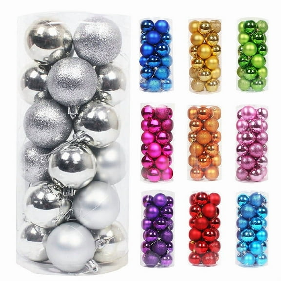 Mecorevxz 24Pcs Christmas Ball Ornaments Shatterproof Christmas Ornaments Set Decorations for Xmas Tree Balls 40mm/1.57" (Silver)