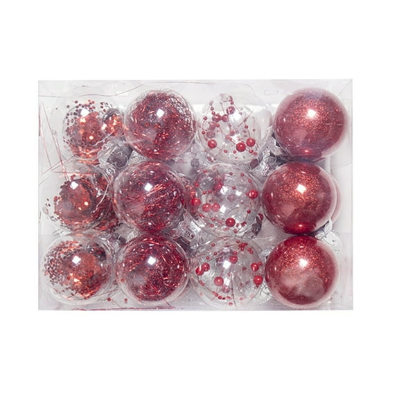 Mecorevxz 24Pcs Transparent Christmas Balls 4Style Christmas Hanging Ornaments Suitable for Xmas Tree Decor,Christmas Gifts(Red)