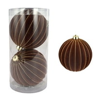 Mecorevxz 2Pcs 15cm Christmas Hanging Balls Flocking Balls Ornaments Suitable for Christmas Tree Decor,Christmas Gifts(Brown)