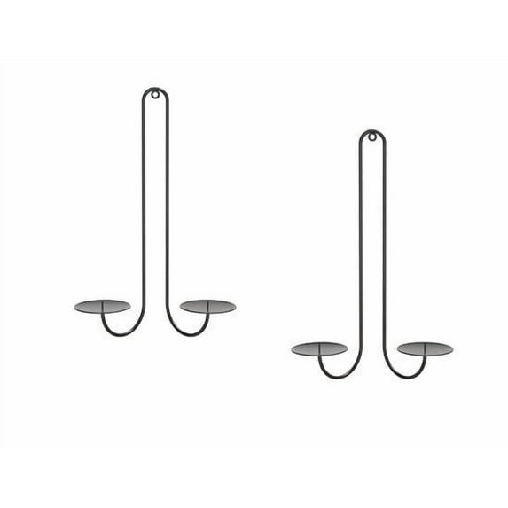 Mecorevxz 2Pcs Iron 2-Headed Black Candlestick Wall Hanging Candle Holders Modern Wall Candle Sconces Hanging for Living Room Farm Cottage Fireplace Wedding,Valentines Day