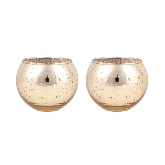 Mecorevxz 2Pcs Valentines Day Spherical Glass Candlestick Aromatic Candle Cup Holiday Gift Candlelight Dinner Decoration Valentines Day Decoration(Gold)